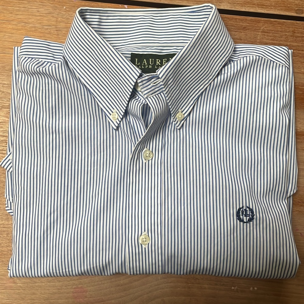 Lauren Ralph Lauren blue and white striped classic fit button down shirt